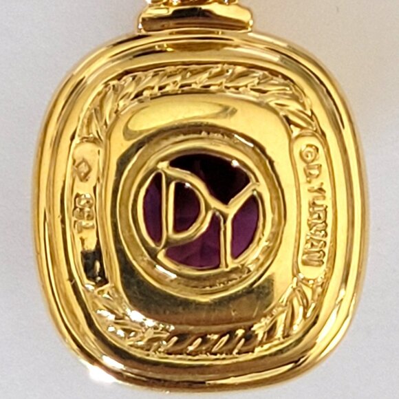 David Yurman Albion 18K Yellow Gold Pink Tourmaline Pendant & Box Chain Necklace - Picture 4 of 15